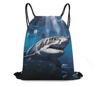 BTCOWZRV Drawstring Backpack Great White Shark Drawstring Bags Gym Bags for Men Women Draw String Bags Yoga Cinch Bag, Great White Shark, 35*42cm, Great White Shark, 35*42cm