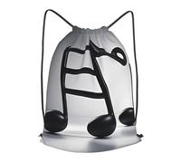 BTCOWZRV Drawstring Backpack Woemn Men Sports Gym Sack Lightweight Drawstring Bags Black White Music Note Cinch Bag Sackpack For Work Swim Travel