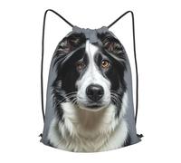BTCOWZRV Drawstring Backpack Woemn Men Sports Gym Sack Lightweight Drawstring Bags Border Collie Cinch Bag Sackpack For Work Swim Travel