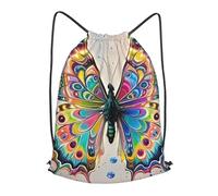 BTCOWZRV Drawstring Backpack Woemn Men Sports Gym Sack Lightweight Drawstring Bags Butterfly Drip Spray Watercolor Cinch Bag Sackpack For Work Swim Travel