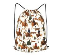 BTCOWZRV Drawstring Backpack Woemn Men Sports Gym Sack Lightweight Drawstring Bags Cowboy Ride Horse Cinch Bag Sackpack For Work Swim Travel