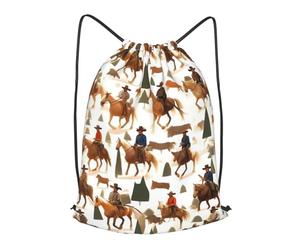 BTCOWZRV Drawstring Backpack Woemn Men Sports Gym Sack Lightweight Drawstring Bags Cowboy Ride Horse Cinch Bag Sackpack For Work Swim Travel