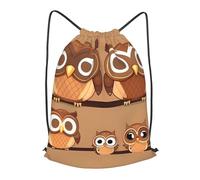 BTCOWZRV Drawstring Backpack Woemn Men Sports Gym Sack Lightweight Drawstring Bags Cute Big Brown Cartoon Owls Cinch Bag Sackpack For Work Swim Travel