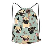 BTCOWZRV Drawstring Backpack Woemn Men Sports Gym Sack Lightweight Drawstring Bags Cute Chihuahua Pug Pattern Cinch Bag Sackpack For Work Swim Travel