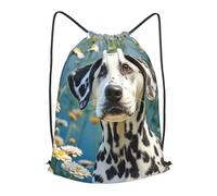 BTCOWZRV Drawstring Backpack Woemn Men Sports Gym Sack Lightweight Drawstring Bags Cute Dalmatian Cinch Bag Sackpack For Work Swim Travel