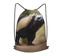 BTCOWZRV Drawstring Backpack Woemn Men Sports Gym Sack Lightweight Drawstring Bags Cute Honey Badger Cinch Bag Sackpack For Work Swim Travel