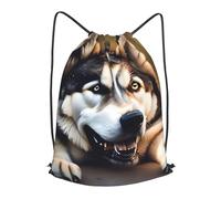 BTCOWZRV Drawstring Backpack Woemn Men Sports Gym Sack Lightweight Drawstring Bags Cute Husky Cinch Bag Sackpack For Work Swim Travel, Black, M