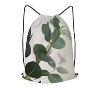 BTCOWZRV Drawstring Backpack Woemn Men Sports Gym Sack Lightweight Drawstring Bags Eucalyptus Leaves Cinch Bag Sackpack For Work Swim Travel