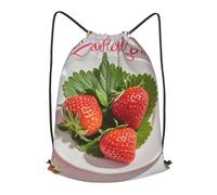 BTCOWZRV Drawstring Backpack Woemn Men Sports Gym Sack Lightweight Drawstring Bags Lovely Strawberry Cinch Bag Sackpack For Work Swim Travel