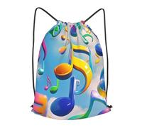 BTCOWZRV Drawstring Backpack Woemn Men Sports Gym Sack Lightweight Drawstring Bags Music Note Cinch Bag Sackpack For Work Swim Travel