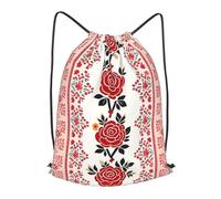 BTCOWZRV Drawstring Backpack Woemn Men Sports Gym Sack Lightweight Drawstring Bags Ukrainian Embroidery Style Rose Cinch Bag Sackpack For Work Swim Travel