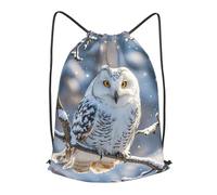 BTCOWZRV Drawstring Backpack Woemn Men Sports Gym Sack Lightweight Drawstring Bags Winter White Owl Cinch Bag Sackpack For Work Swim Travel