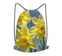 BTCOWZRV Drawstring Backpack Woemn Men Sports Gym Sack Lightweight Drawstring Bags Yellow Daffodils Flowers Cinch Bag Sackpack For Work Swim Travel