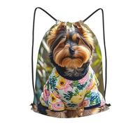 BTCOWZRV Drawstring Backpack Woemn Men Sports Gym Sack Lightweight Drawstring Bags Yorkie Floral Cinch Bag Sackpack For Work Swim Travel