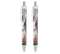 BTCOWZRV Easter Wreath with Rabbit Ballpoint Pens - 0.5mm Retractable Gel Pens with Comfortable Grip, No Bleed Black Ink, Personalized Ball Point Pen Smooth Writing Pens Gift for Men Women