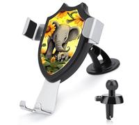 BTCOWZRV Elephant and Sunflowers Car Phone Holder [Upgraded Strongest Suction & Clip] Cell Phone Mount for Dashboard Windshield Vent Wall, Universal Hands Free Automobile Cradle for Women Men