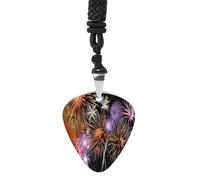 BTCOWZRV Explosion Firework Guitar Pick Necklace Titanium Steel Guitar Pick Holder Pendant Necklaces R&B Music Jewelry Trendy Rock Music Necklace Guitar Ukulele Pick Necklaces for Music Lover