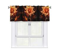 BTCOWZRV Flame Flower Curtain Valance for Windows,Kitchen Window Curtains Blackout Drapes Window Treatments Decorative Rod Pocket Short Curtain for Living Room Bedroom,54" W x 18" L