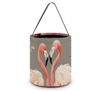 BTCOWZRV Flamingos And Flowers Halloween Candy Bags with Handles Large Reusable Halloween Trick Or Treat Bags Portable Halloween Candy Bucket Goodie Bags for Halloween Party Favors, Style, Style,
