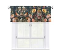 BTCOWZRV Flowers Birds Curtain Valance for Windows,Kitchen Window Curtains Blackout Drapes Window Treatments Decorative Rod Pocket Short Curtain for Living Room Bedroom,54" W x 18" L