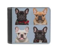 BTCOWZRV French Bulldog Leather Wallet for Men Extra Capacity Bifold Wallet Slim Front Pocket Wallets Cash Pocket Credit Card Holder