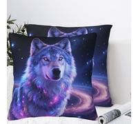 BTCOWZRV Galaxy Wolf Plush Throw Pillow Covers 26"X26",Soft Cozy Couch Cushion Covers Decorative Pillow Cases for Holiday Home Bedroom Sofa Decors