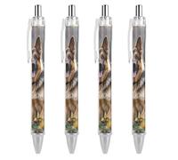 BTCOWZRV German Shepherd Dog Ballpoint Pens 4 PCS - 0.5mm Retractable Gel Pens with Comfortable Grip, No Bleed Black Ink, Personalized Ball Point Pen Smooth Writing Pens Gift for Men Women