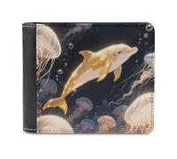 BTCOWZRV Golden Dolphin Slim Wallets for Men Bifold Wallet