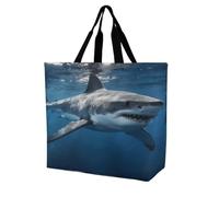BTCOWZRV Great White Shark Tote Bag Grocery Shopping Bags Shoulder Bag