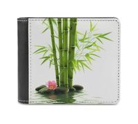 BTCOWZRV Green Bamboo Lotus Slim Wallets for Men Bifold Wallet