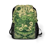 BTCOWZRV Green Pattern Drawstring Backpack, Sports Gym Bag with Bottom Pocket And Mesh Pockets, String Bag for Men Women