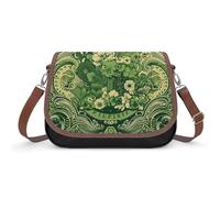 BTCOWZRV Green Pattern Shoulder Bag for Women, Handbag with Adjustable Strap & Inner Pocket, Crossbody Bag for Daily Commute Travel
