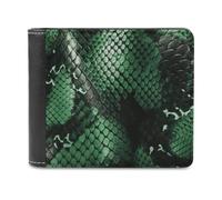 BTCOWZRV Green Snakeskin Slim Wallets for Men Bifold Wallet
