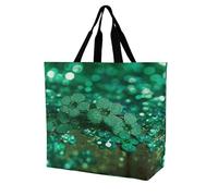 BTCOWZRV Green Sparkly Spring Tote Bag Grocery Shopping Bags Shoulder Bag