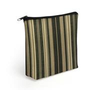 BTCOWZRV Green Striped Pattern Makeup Bag Cosmetic Bags Toiletry Bag