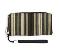 BTCOWZRV Green Striped Pattern PU Leather Clutch Wallet for Women, Large Capacity Wristlet Wallet with Zip & Removable Hand Strap