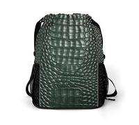 BTCOWZRV Green Texture Drawstring Backpack, Sports Gym Bag with Bottom Pocket And Mesh Pockets, String Bag for Men Women