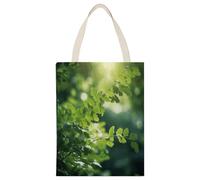 BTCOWZRV Green Tree Background Canvas Tote Bag, Reusable Grocery Bags with Long Handles, Easy to Carry for Gift Shopping Work