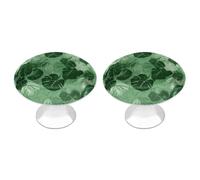 BTCOWZRV Green Tropical Leaves 2 Pack Cabinet Knobs Drawer Pulls