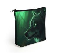 BTCOWZRV Green Wolf Makeup Bag Cosmetic Bags Toiletry Bag