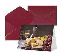 BTCOWZRV Greeting Cards With Envelopes Blank Note Cards White Wine Cheese Cake Grapes Thank You Cards Pearlescent Paper Holiday Cards Funny Birthday Card 4 x 6 in Christmas Cards Party