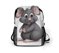 BTCOWZRV Grey Rat Drawstring Backpack, Sports Gym Bag with Bottom Pocket And Mesh Pockets, String Bag for Men Women