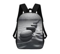 BTCOWZRV Grey Zen Stones Picture Travel Backpack Laptop Backpack 17 Inch