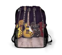BTCOWZRV Guitar Collection Drawstring Backpack, Sports Gym Bag with Bottom Pocket And Mesh Pockets, String Bag for Men Women