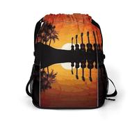 BTCOWZRV Guitar Music Sunset Drawstring Backpack, Sports Gym Bag with Bottom Pocket And Mesh Pockets, String Bag for Men Women