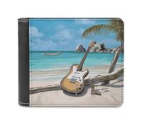 BTCOWZRV Guitar on The Beach Slim Wallets for Men Bifold Wallet