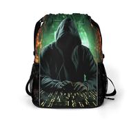 BTCOWZRV Hacker Attack Drawstring Backpack, Sports Gym Bag with Bottom Pocket And Mesh Pockets, String Bag for Men Women