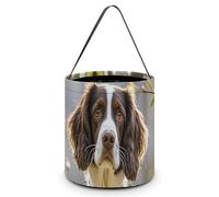 BTCOWZRV Halloween Candy Buckets Cute Springer Spaniel Halloween Trick Or Treat Candy Bags with Handle Halloween Tote Bag Collapsible Reusable Candy Basket Goodie Bags for Party Supplies Favors