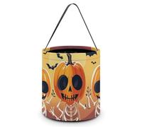 BTCOWZRV Halloween Candy Buckets Interesting Skull Halloween Trick Or Treat Candy Bags with Handle Halloween Tote Bag Collapsible Reusable Candy Basket Goodie Bags for Party Supplies Favors