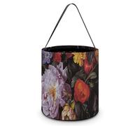 BTCOWZRV Halloween Candy Buckets Ornate Vase of Flowers Halloween Trick Or Treat Candy Bags with Handle Halloween Tote Bag Collapsible Reusable Candy Basket Goodie Bags for Party Supplies Favors,